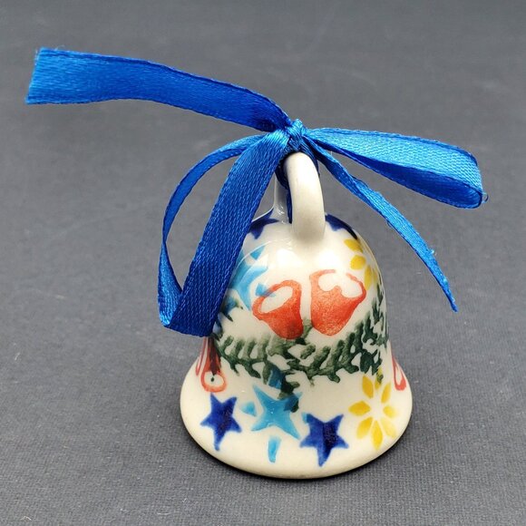 Polish Pottery Wreath of Bells Ornament Small Stars Bells Christmas Ornament - Picture 1 of 5